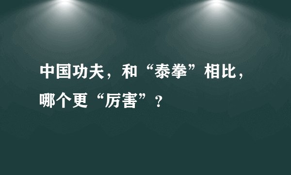 中国功夫，和“泰拳”相比，哪个更“厉害”？