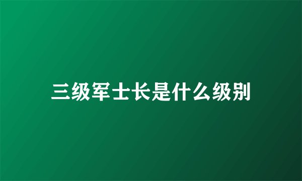 三级军士长是什么级别