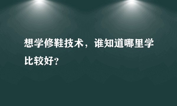 想学修鞋技术，谁知道哪里学比较好？