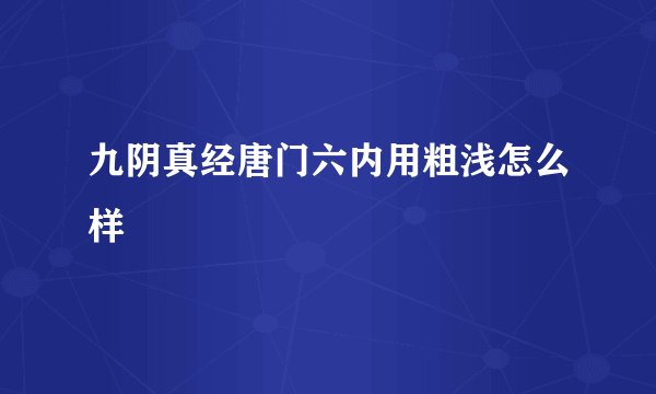 九阴真经唐门六内用粗浅怎么样