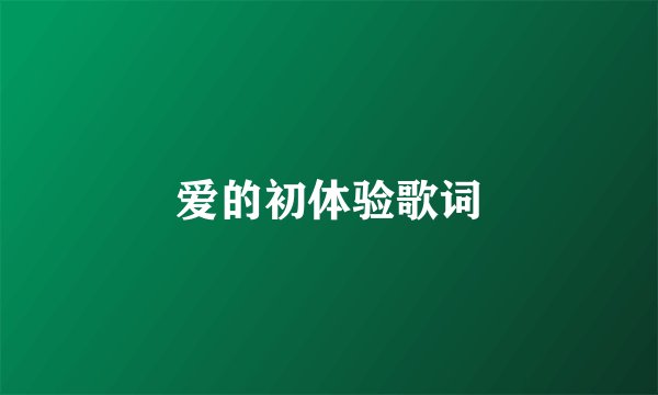 爱的初体验歌词