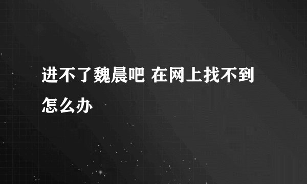 进不了魏晨吧 在网上找不到 怎么办