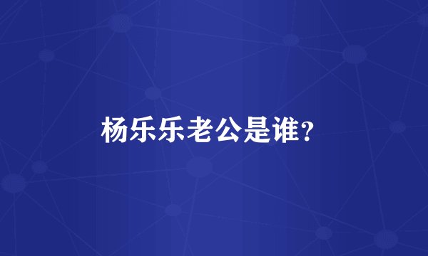 杨乐乐老公是谁？