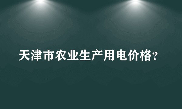 天津市农业生产用电价格？