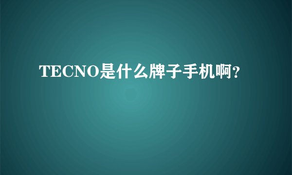 TECNO是什么牌子手机啊？