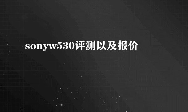 sonyw530评测以及报价