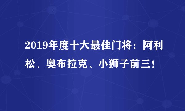 2019年度十大最佳门将：阿利松、奥布拉克、小狮子前三！