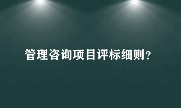 管理咨询项目评标细则?
