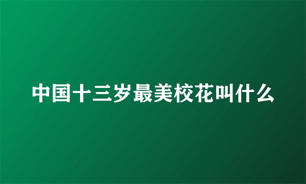 中国十三岁最美校花叫什么