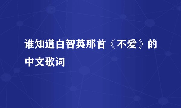 谁知道白智英那首《不爱》的中文歌词