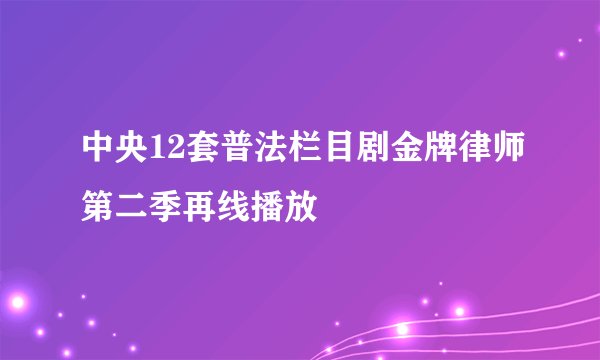 中央12套普法栏目剧金牌律师第二季再线播放