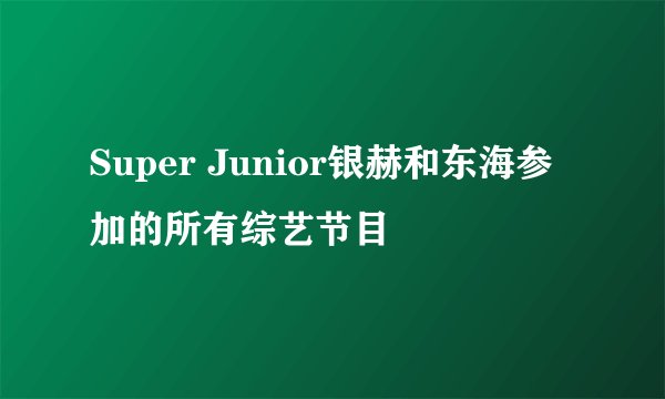 Super Junior银赫和东海参加的所有综艺节目