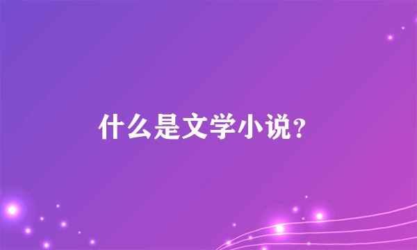 什么是文学小说？