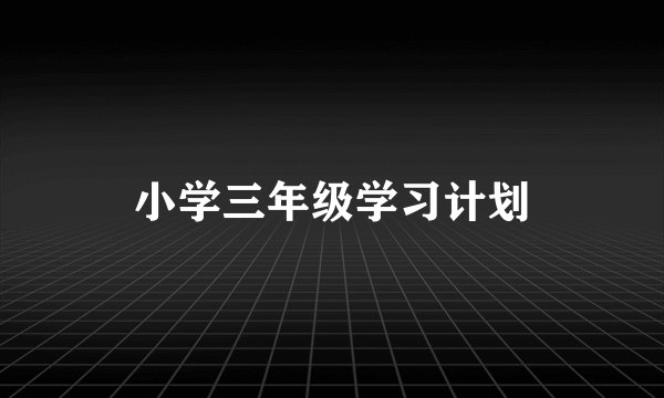 小学三年级学习计划