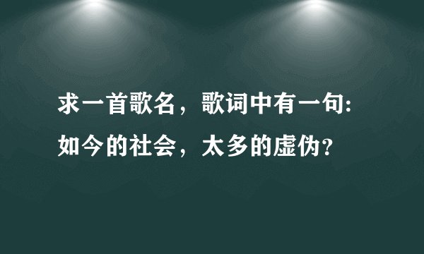 求一首歌名,歌词中有一句:如今的社会,太多的虚伪?