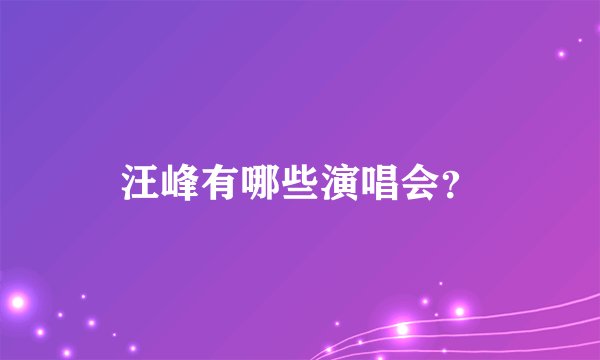 汪峰有哪些演唱会？