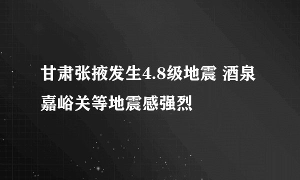 甘肃张掖发生4.8级地震 酒泉嘉峪关等地震感强烈