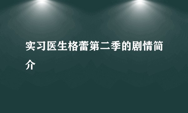 实习医生格蕾第二季的剧情简介