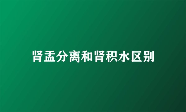 肾盂分离和肾积水区别
