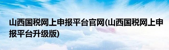 山西国税网上申报平台官网(山西国税网上申报平台升级版)
