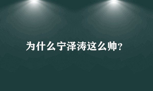 为什么宁泽涛这么帅？