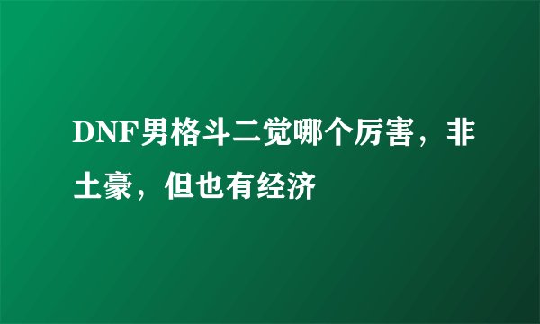 DNF男格斗二觉哪个厉害，非土豪，但也有经济
