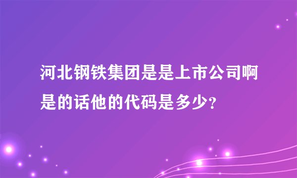 河北钢铁集团是是上市公司啊是的话他的代码是多少？