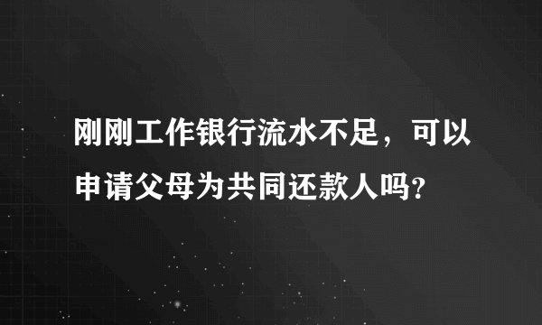 刚刚工作银行流水不足，可以申请父母为共同还款人吗？