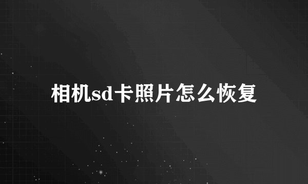 相机sd卡照片怎么恢复