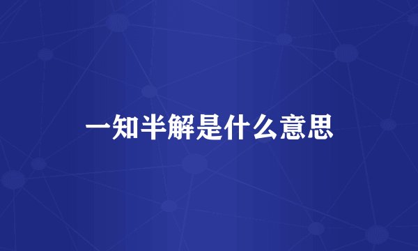 一知半解是什么意思