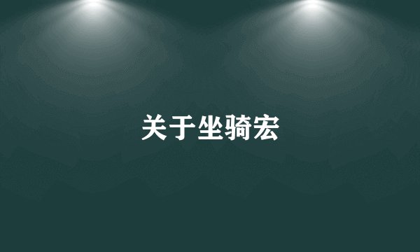 关于坐骑宏