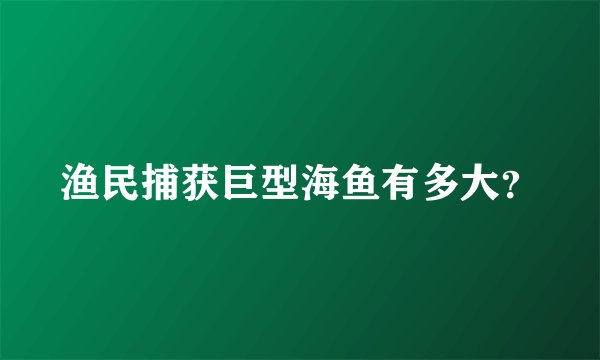 渔民捕获巨型海鱼有多大？