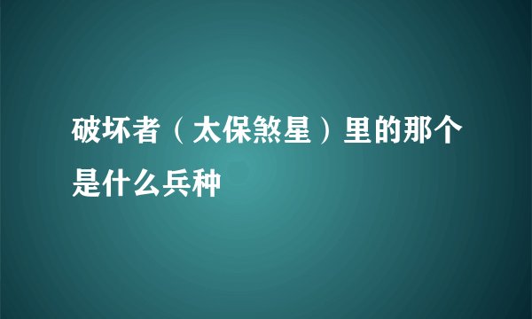 破坏者（太保煞星）里的那个是什么兵种