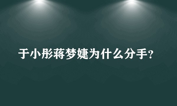 于小彤蒋梦婕为什么分手？