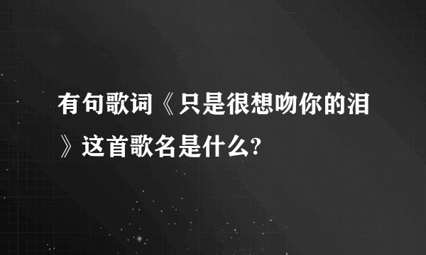有句歌词《只是很想吻你的泪》这首歌名是什么?