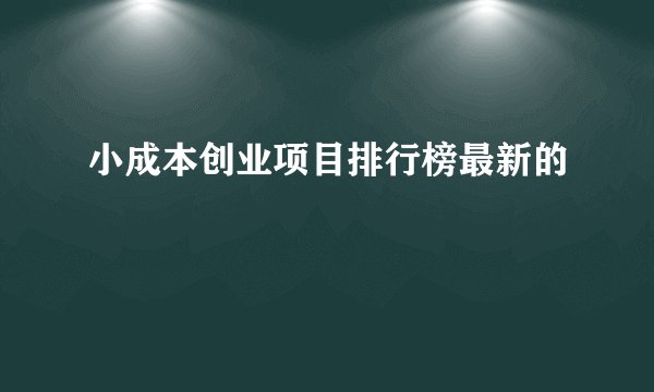小成本创业项目排行榜最新的