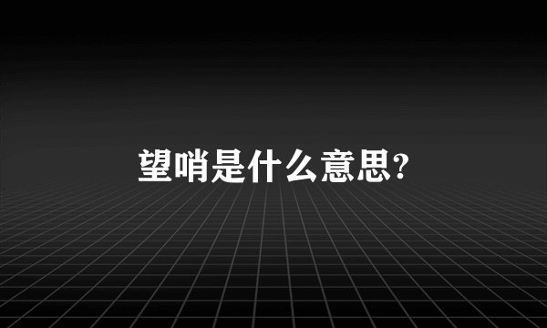 望哨是什么意思?