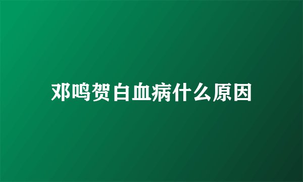 邓鸣贺白血病什么原因