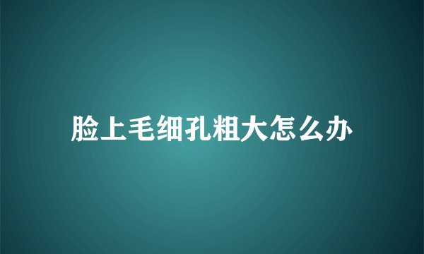脸上毛细孔粗大怎么办