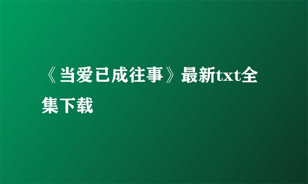 《当爱已成往事》最新txt全集下载