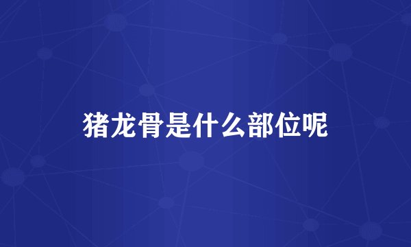 猪龙骨是什么部位呢