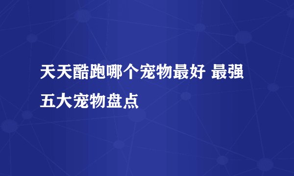 天天酷跑哪个宠物最好 最强五大宠物盘点