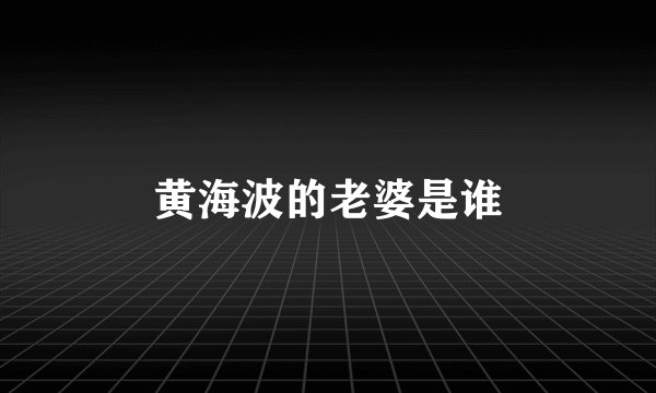 黄海波的老婆是谁