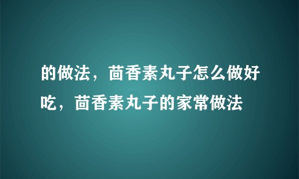 的做法，茴香素丸子怎么做好吃，茴香素丸子的家常做法