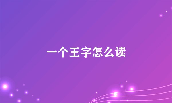 一个王字怎么读