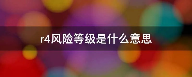 r4风险等级是什么意思