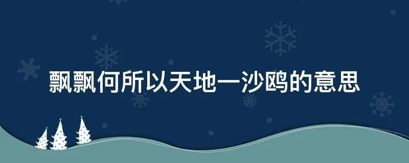 飘飘何所以天地一沙鸥的意思