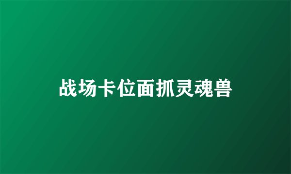 战场卡位面抓灵魂兽