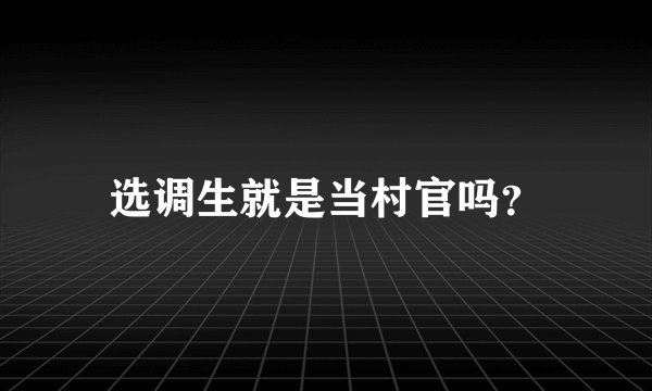 选调生就是当村官吗?
