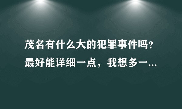 茂名有什么大的犯罪事件吗？最好能详细一点，我想多一点了解茂名，还有地区特色？